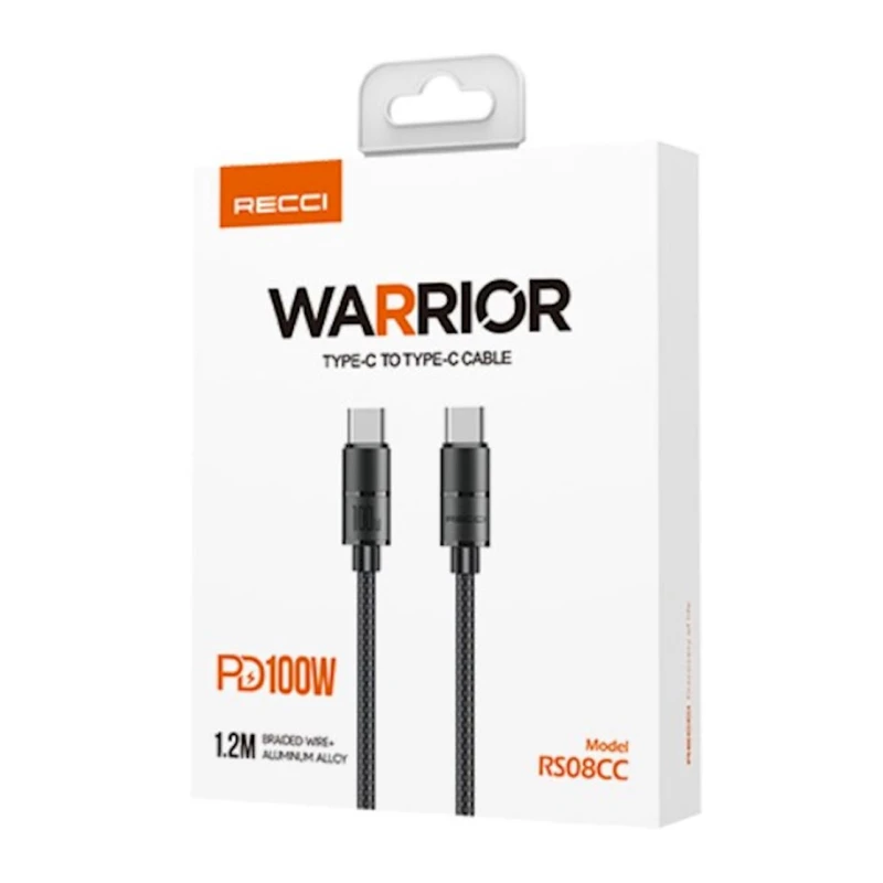 Kabel Recci RS08CCPD Type-C to Type-C, 1.2 m, Black