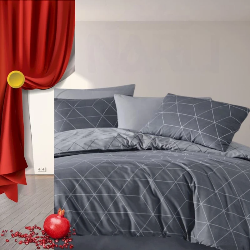 Yataq dəsti Narlı 001119, yorğan üzü 200x220 sm, mələfə 240x260 sm, yastıq üzü 50х70 sm (2 əd), ikinəfərlik, pambıq, rəngbərəng