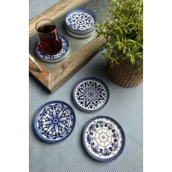 Набор блюдец Stoneware Mozaik Blue Sefa, керамика, белый/синий, 10 см, 6 предметов Набор блюдец Stoneware Mozaik Blue Sefa, керамика, белый/синий, 10 см, 6 предметов