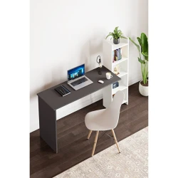 Письменный стол ev_12116181, ламинат, белый/коричневый, 120x45x120 см