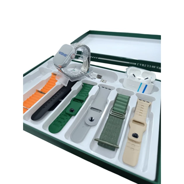 Умные часы + комплект из 7 ремешков + беспроводные наушники Умные часы + комплект из 7 ремешков + беспроводные наушники