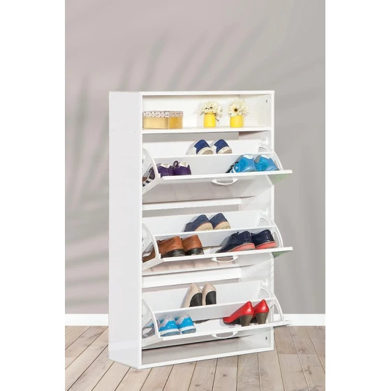 Тумба для обуви Art Mebel 14, ламинат, белая, 130х60х30 см Тумба для обуви Art Mebel 14, ламинат, белая, 130х60х30 см