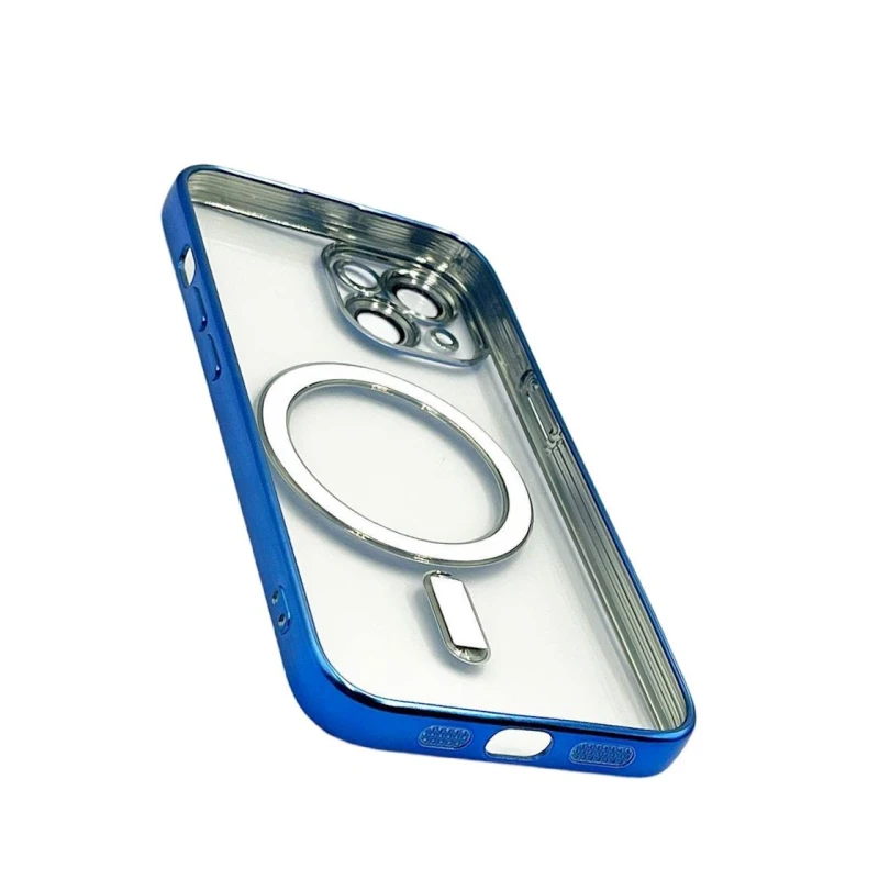 Чехол 888_store_561 MagSafe для Apple iPhone 15 Синий/Прозрачный