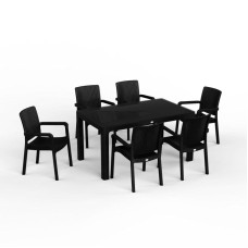 Bağ üçün mebel dəsti Florya Garden Antrasit, masa ölçüsü 90x150 sm, stul ölçüsü 45x58x56x84 sm - Florya Garden 032