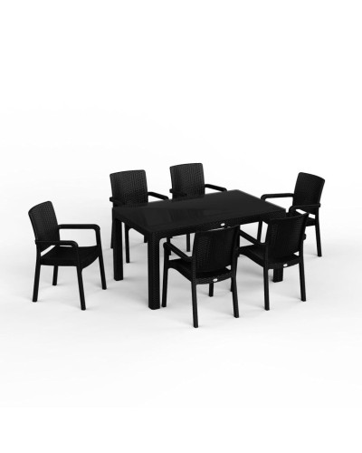 Bağ üçün mebel dəsti Florya Garden Antrasit, masa ölçüsü 90x150 sm, stul ölçüsü 45x58x56x84 sm - Florya Garden 032