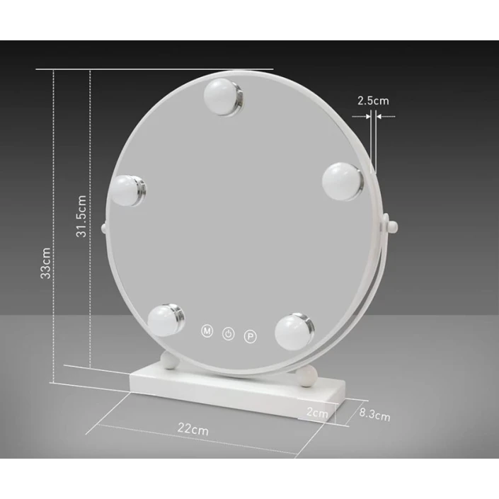 Настольное зеркало с LED подсветкой homestore_vm630, белое, 33x22 см Настольное зеркало с LED подсветкой homestore_vm630, белое, 33x22 см