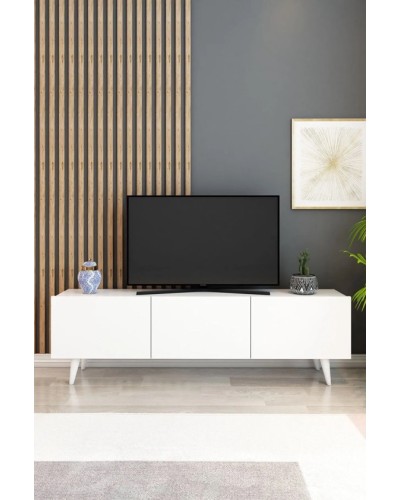 TV üçün tumba Ev Plus Simona, LDSP, ağ, 180x30x45 sm