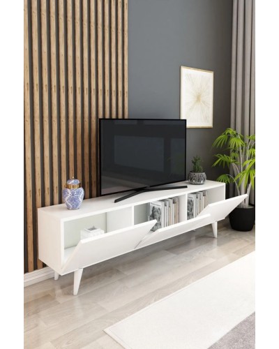 TV üçün tumba Ev Plus Simona, LDSP, ağ, 180x30x45 sm