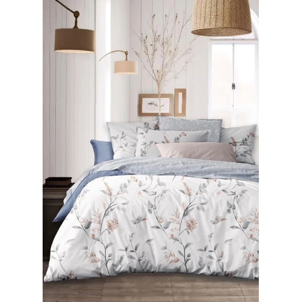 Комплект постельного белья MiraNova SF-756, пододеяльник 200x220 см, простыня 250x250 см, наволочка 50x70 см, двуспальный, хлопок, белый/серый Комплект постельного белья MiraNova SF-756, пододеяльник 200x220 см, простыня 250x250 см, наволочка 50x70 см, двуспальный, хлопок, белый/серый