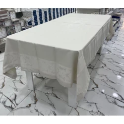 Скатерть MiraNova FS-670, тефлоновая, бежевая, 160x260 см