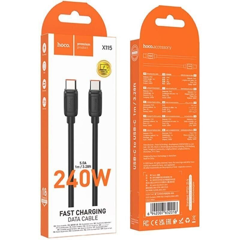 Hoco X115 USB Kabel, 240W Type-C to Type-C qara