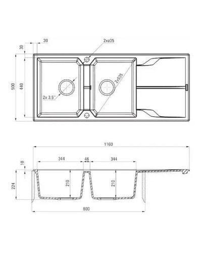 Mətbəx çanağı Deante Andante ZQN 5213, 50x116 sm, qranit, bej