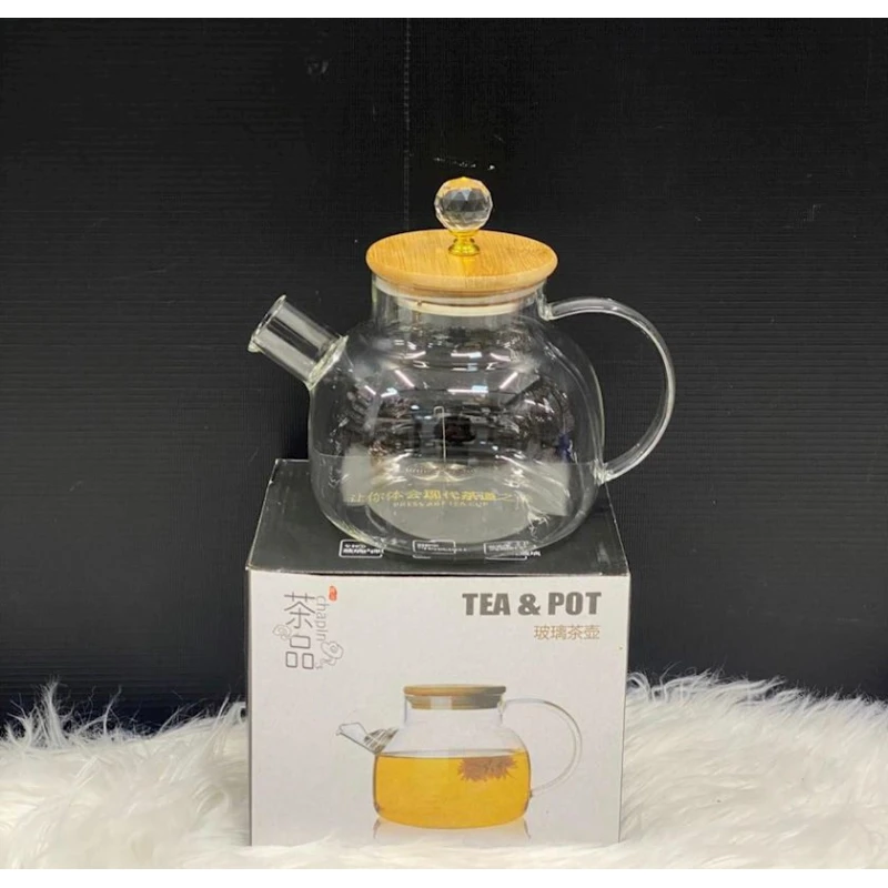 Dəmləmə çaydanı SHA-3025, 1000 ml, şüşə/bambuk, şəffaf/qəhvəyi