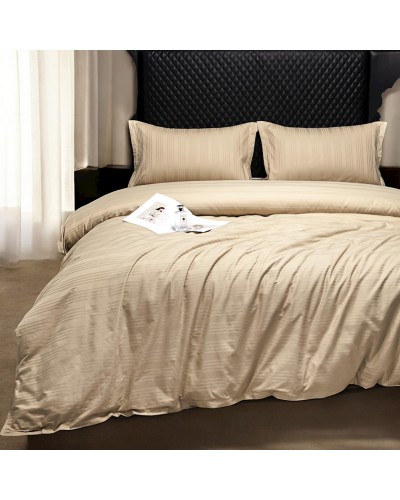 Yataq dəsti Luxe Cotton 000760, yorğan üzü 200x220 sm, mələfə 240x260 sm, yastıq üzü 50х70 sm, ikinəfərlik, lüks-satin, bej