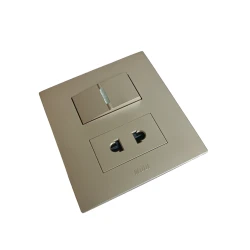 Розетка с одинарным выключателем Modi 007, 9x8.5x3 см, золотистая