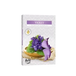 Çay şamları dəsti Bispol Bənövşə 6 əd, 1.6х3.9 sm, parafin, 4 saat yanma, bənövşəyi