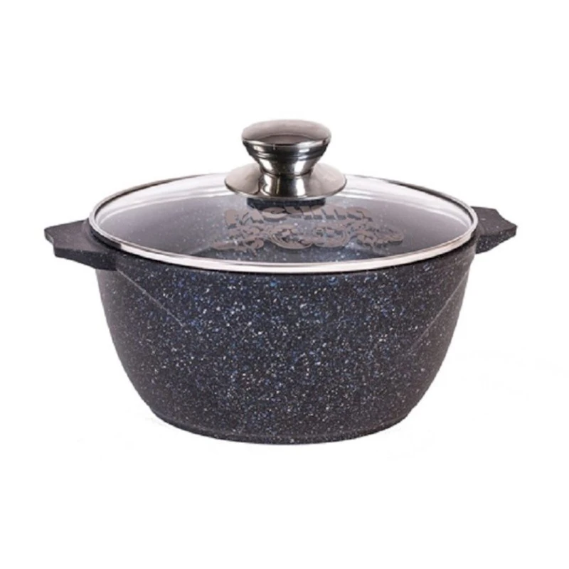 Кастрюля Мечта Гранит 410701, с ручками, со стеклянной крышкой, с антипригарным покрытием, 10л, 32см