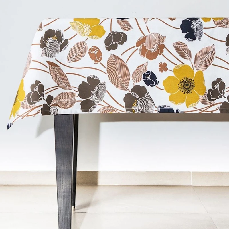 Скатерть Hom-me прямоугольная, 135х170 см, хлопок, Белый/Желтый/Коричневый Скатерть Hom-me прямоугольная, 135х170 см, хлопок, Белый/Желтый/Коричневый