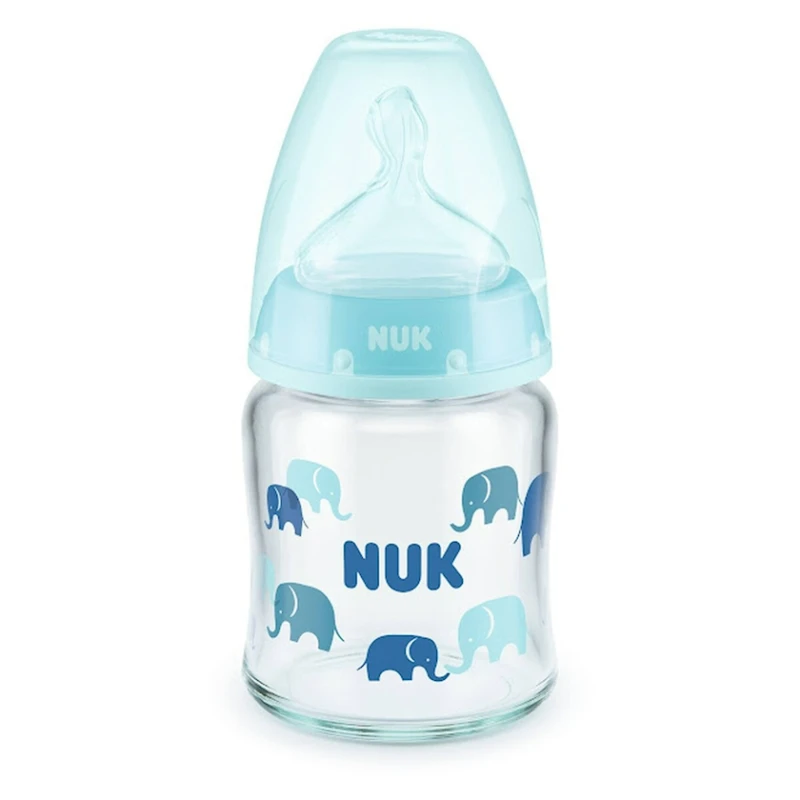 Бутылочка для кормления Nuk First Choice+, 120 мл, 0-6 мес, M размер, стекло/силикон, товар в ассортименте