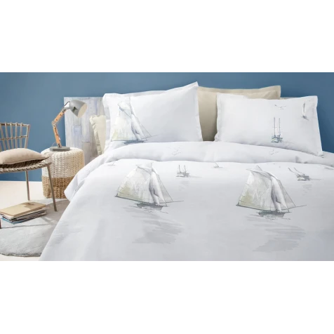 Комплект постельного белья Yataş Piera, пике 160x220 см, простыня 100x200x36 см, наволочка 50x70 см, односпальный, хлопок, синий