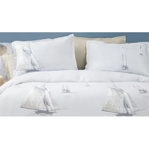 Комплект постельного белья Yataş Piera, пике 160x220 см, простыня 100x200x36 см, наволочка 50x70 см, односпальный, хлопок, синий