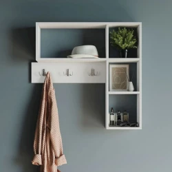 Вешалка настенная Ev Plus 12115540, ЛДСП, белая, 94x16x80 см Вешалка настенная Ev Plus 12115540, ЛДСП, белая, 94x16x80 см