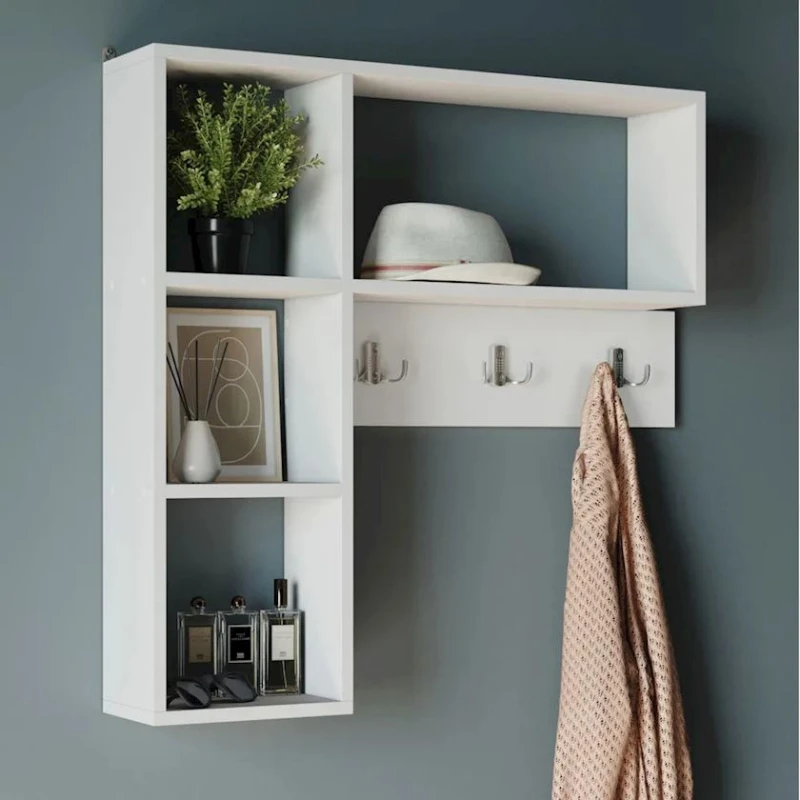 Вешалка настенная Ev Plus 12115540, ЛДСП, белая, 94x16x80 см Вешалка настенная Ev Plus 12115540, ЛДСП, белая, 94x16x80 см