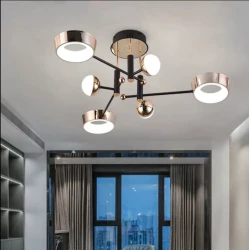 Подвесной светильник Şəms Aydınlatma 85028-6, LED, 6 x 10W, золотистый/черный, металл/акрил - 8932-6 LED