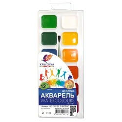 Набор медовой акварели Луч Классика, 12 цветов, с кистью