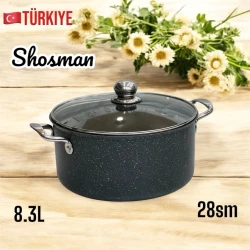 Qazan, qranit, qara, 28 sm, 8.3 l