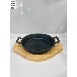 Сковородка 303, с деревянной подставкой, чугунная, 20 см