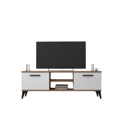 Тумба под ТВ Ev Plus 12115867, ЛДСП, белый/коричневый, 180x35x45 см