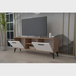 Тумба под ТВ Ev Plus 12115867, ЛДСП, белый/коричневый, 180x35x45 см