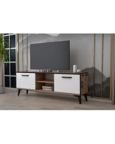 TV üçün tumba Ev Plus 12115867, LDSP, ağ/qəhvəyi, 180x35x45 sm