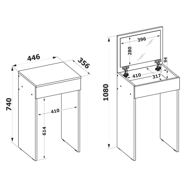 Туалетный столик Art Mebel, ламинат, 75x45x35 см, белый Туалетный столик Art Mebel, ламинат, 75x45x35 см, белый