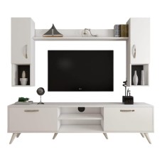 TV üçün tumba Ev Plus 12115851, LDSP, ağ, 180x35x48 sm