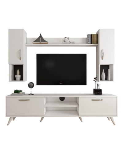 TV üçün tumba Ev Plus 12115851, LDSP, ağ, 180x35x48 sm