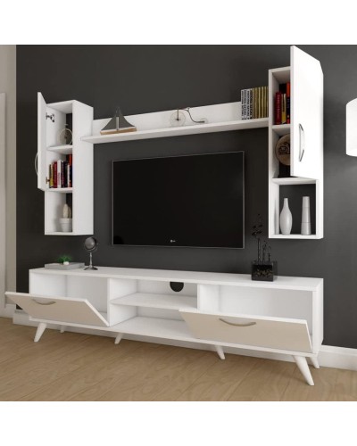 TV üçün tumba Ev Plus 12115851, LDSP, ağ, 180x35x48 sm