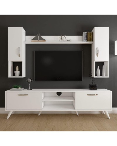 TV üçün tumba Ev Plus 12115851, LDSP, ağ, 180x35x48 sm