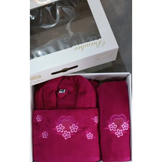 Банный набор MiraNova CTS-472 (халат + банное полотенце + полотенце для рук), велюр, розовый Банный набор MiraNova CTS-472 (халат + банное полотенце + полотенце для рук), велюр, розовый