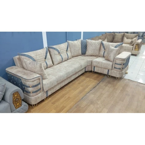 Угловой диван YM-10, кремовый/голубой, 300x200 см Угловой диван YM-10, кремовый/голубой, 300x200 см