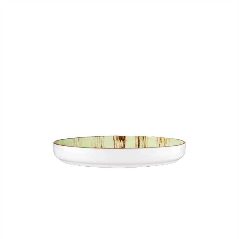 Тарелка Wilmax Scratch WL-668119/A, круглая, диаметр 23 см, farfor, желтый/коричневый