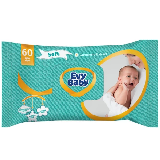 Uşaq nəm salfetləri Evy Baby Soft, 60 ədəd