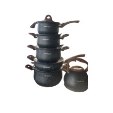 Qab-qacaq dəsti, qranit, qara, 11 parça, 16/18/20/24 sm, 3 l