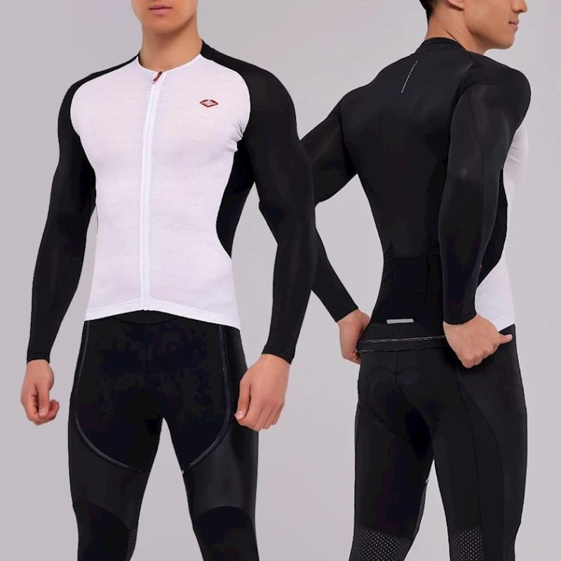 Велоджерси Santic M1C01126H, черная/белая, полиэстер/спандекс, размер M