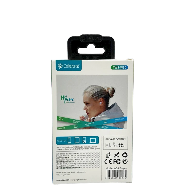 Simsiz qulaqlıq Celebrat W30 Purple Simsiz qulaqlıq Celebrat W30 Purple