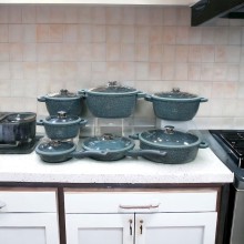 Qab-qacaq dəsti Life Smile LF-PY-003, qranit, yaşıl, 24 parça