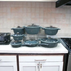 Набор посуды Life Smile LF-PY-003, гранит, зеленый, 24 предмета