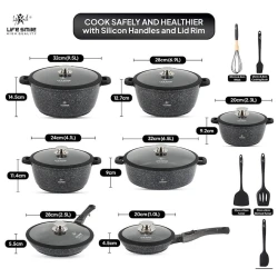 Набор посуды Life Smile LF-PY-003, гранит, зеленый, 24 предмета
