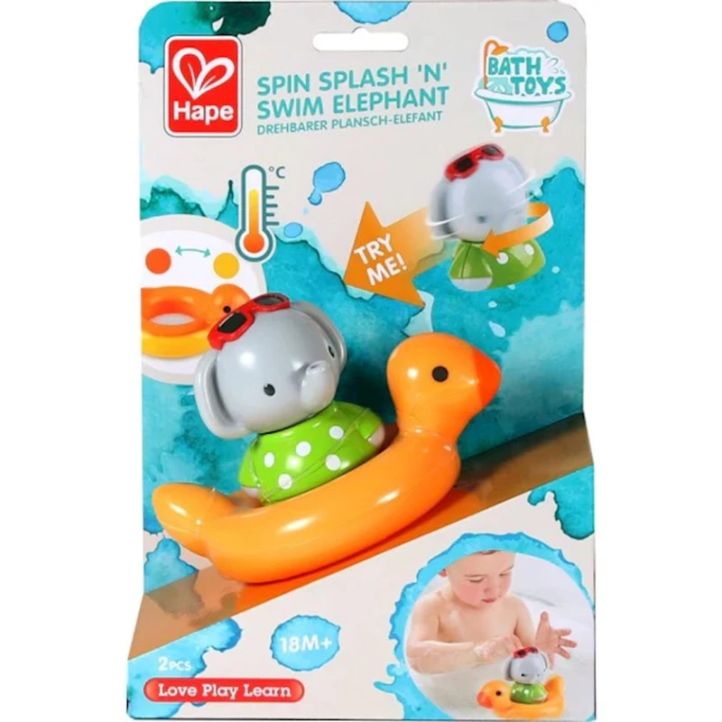 Игрушка для ванной Hape Spin Splash ‘n’ Swim Elephant